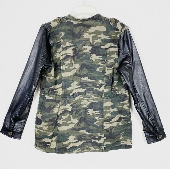 Fifty Street Green Camo Leather Sleeve Jacket - Picture 6 of 9
